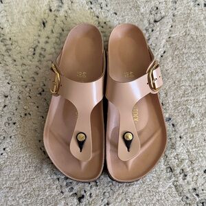 Staud x Birkenstock Gizeh Big Buckle Beige Nude Sandals